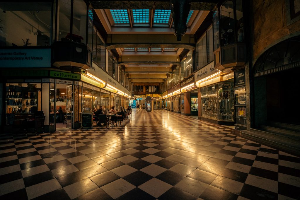 The Lucerna Palace Passage in quiet times.
