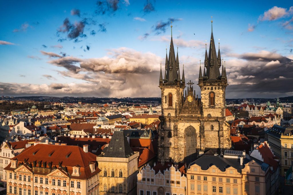 Clouds behind the Church of Our Lady before Týn